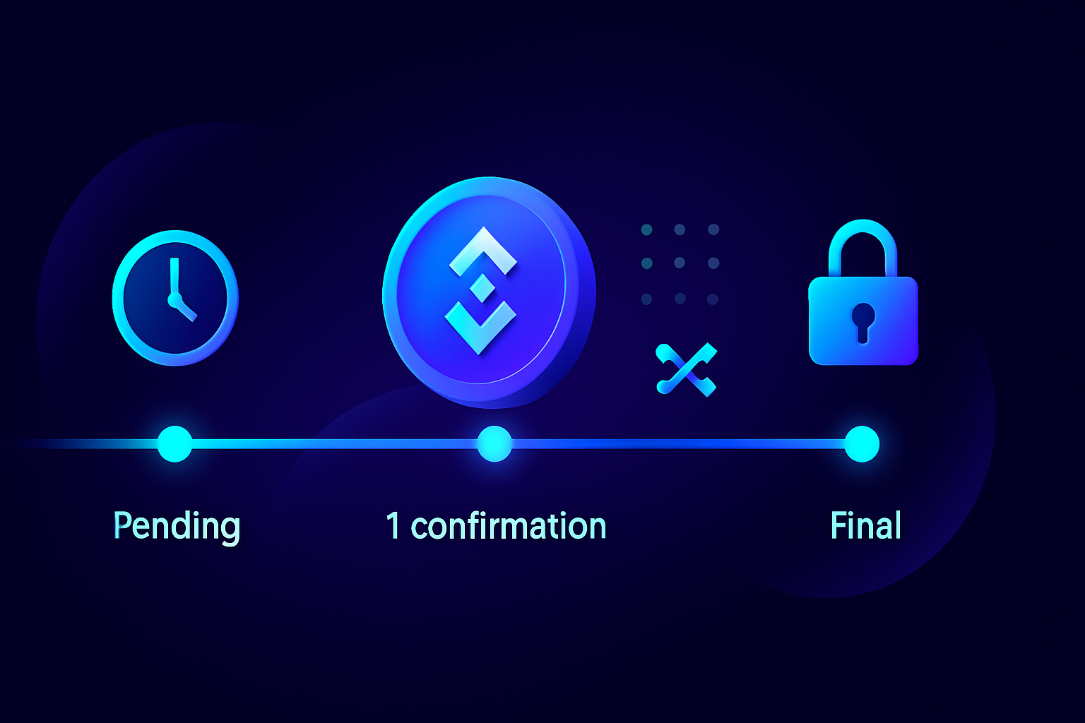 A transaction moving from pending to stable confirmations
